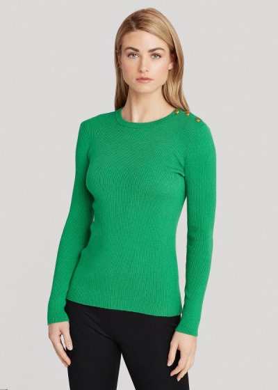 Ralph Lauren Ribbed Cotton-Blend Striktrøje Dame Danmark (QWSJK8402)